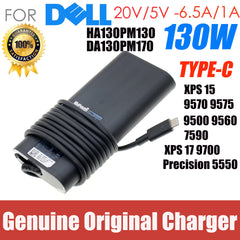 Original 130W Type C 20V 6.5A laptop charger for Dell XPS 15 9570 9575 DA130PM170 HA130PM170 M0H25 0M0H25 0K00F5 Power Supply