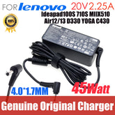 Original AC adapter FOR Lenovo Ideapad 100S 710S 310 MIIX510 Air12/13 D330 330S-13/14 120S 320 PA-1450-55LN 20V 2.25A Charger