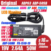 19V 2.64A ADP-50SB FOR Philips ASUS HP AOC VIEWSONIC LCD monitor AC adapter Power supply 19V 1.31A 1.84A 1.58A 2.0A 2.1A 2.37A