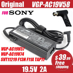 USED Original For SONY 19.5V 2A 40W VGP-AC19V57 VGP-AC19V58 VGP-AC19V74 Table supply power AC adapter charger SVT11219 F13N