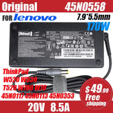 original 20V 8.5A 170W 7.9*5.5mm Laptop AC Adapter for Lenovo ThinkPad W520 W530 T520 W700 W70 45N0117 45N0113 45N0353 42T5284