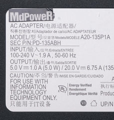 Original For SAMSUNG A20-135P1A A21-135P1A 20V 6.75A 135W Type C AC Adapter PD-135ABH Laptop Power Supply Charger A135SP01Q OEM