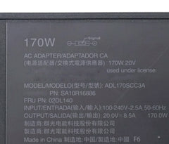 20V 8.5A 170W Laptop Charger AC Adapter For Lenovo Legion ThinkPad P73 P15 ADL170SCC3A LEGION Y720-15 Y700 P51 P71 W540 W541