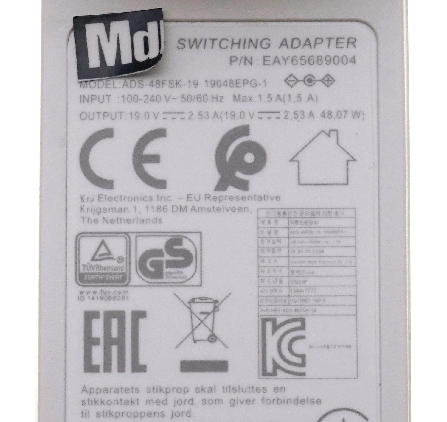 Original AC Adapter 19V 2.53A for LG EAY65897805 Charger 27GP850/27GP850P/27GP83B/27GP83BP TV Monitor Power Supply charger Original AC Adapter 19V 2.53A for LG EAY65897805 Charger 27GP850/27GP850P/27GP83B/27GP83BP TV Monitor Power Supply charger
