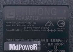 Original Phihong DATALOGIC BC9030 8-0935 Power Supply 90ACC0194 12V-1500mA 12V 1.5A 5.5*2.1mm PSAA18U-120