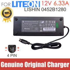 Lishin 12V 6.67A 6.6A 0452B1280 80W Power Supply AC Adapter for Posiflex POS JIVA EA10953A 4-PIN Charger