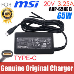 Genuine Delta AC Adapter ADP-65KE B Type-C 65W 20V 3.25A Charger For MSI Summit E13 Flip Evo A11MT-253US 13.4" 2-in-1 Laptop