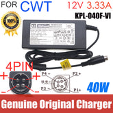 Genuine For HIKVISION Video Recorder Power Supply 12V 3.33A 40W 4PIN CWT AC Adapter Adaptor KPL-040F-VI KPL-040F Power Charger