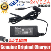 Genuine 24V 0.5A FOR Polycom SoundPoint IP Telephone Power Supply AC Adapter SPS-12A-015 1465-42340-002 500mA Charger SPA12A24B