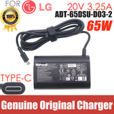 Original 65W USB-C 20V 3.25A AC/DC Adapter for LG gram 15Z90Q 16Z90Q 17Z90Q 16Z95PD 17Z90P-K.ADC9U1 AADT-65DSU-D03-2 Charger