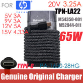 Genuine 65W USB Type C TPN-LA12 Laptop Adapter Charger for HP ELITEBOOK X360 1040 G6 G7 G8 830 G5/3WQ17EC M54350-001 TPN-LA22
