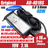 Orignal 40W 19V 2.1A AC power adapter for Samsung N145 N148 N150 N150P N208 N210 N210P N218P N220 charger AD-4019S ADP-40NH