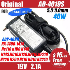 Orignal 40W 19V 2.1A AC power adapter for Samsung N145 N148 N150 N150P N208 N210 N210P N218P N220 charger AD-4019S ADP-40NH