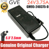 Genuine GVE GM95-240375-D 24V 3.75A 5.5*2.5mm 90W AC/ DC Adapter Charger Power Supply