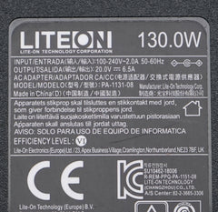 Genuine Liteon PA-1131-08 AC Adapter 20V 6.5A 130W Charger Power Supply 7.4 x 5.0mm lock connector Tip