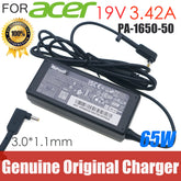 Genuine LITEON PA-1650-50 19V 3.42A 65W 3.0x1.0mm AC Adapter Charger For ACER Laptop Power Supply A18-065N3A