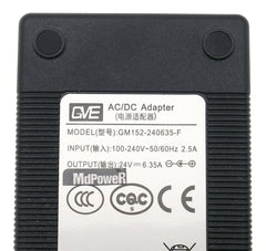 Genuine GVE GM152-240635-F AC/DC Adapter 24V 6.35A Charger Power Supply 5.5*2.5mm