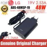 Genuine OEM For LG ADS-48MSP-19 19048EPK EAY65249001 AC DC Adapter 48W Charger For LG GRAM 15Z970 14Z980C 17Z90N 15ZD990 EU Plug