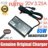 Genuine 65W 20V 3.25A USB-C Type C AC Adapter Charger for Fujitsu Power Supply ADLX65YSCC2F ADLX65YSCC3F Original UH93 G2 U9311