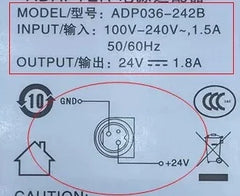 Genuine HUNTKEY ADP036-242B 24V 1.8A 3 PIN AC Adapter Charger for LANDI E510 E520 Power Supply