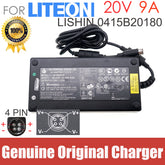 Genuine for AC Adapter LI SHIN 0415B20180 20V 9A 180W for CLEVO D-9T D-900 D9K D900T D90T D900F NB9280 NP9880 M590KE 4PIN