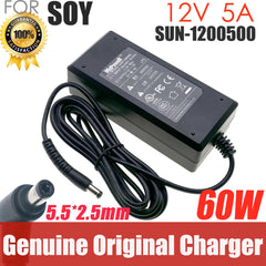 Genuine SOY AC Switching Adapter Charger 12V 5A 4.5A 60W SOY-1200500 SUN-1200500 Power Supply 5.5*2.5mm