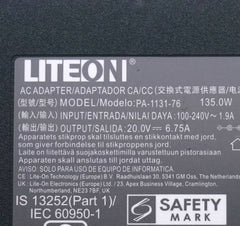 Original AC Adapter LITEON 20V 6.75A 135W PA-1131-76 Charger 7.4x5.0mm Laptop Power Supply Genuine PA-1131-72