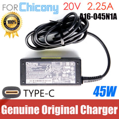 Original Chicony A16-045N1A AC Adapter Charger 20V 2.25A 45W TYPE C USB-C Laptop Power Supply W20-045N1B W20-045N1A W20-045N1D