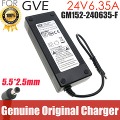Genuine GVE GM152-240635-F AC/DC Adapter 24V 6.35A Charger Power Supply 5.5*2.5mm