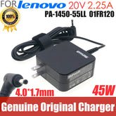 For LENOVO Laptop AC Adapter 20V 2.25A 45W Power Charger 01FR049 5A10H42919 ADP-45DW B ADP-45DW C ADL45WCC ADLX45NAC3A US Plug