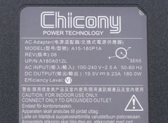 Genuine Chicony A15-180P1A 180W Power AC Adapter 19.5V 9.23A A180A012L For MSI GL63 GP63 LEOPARD GP75 GL73 MS-1GP5 GE63 Charger