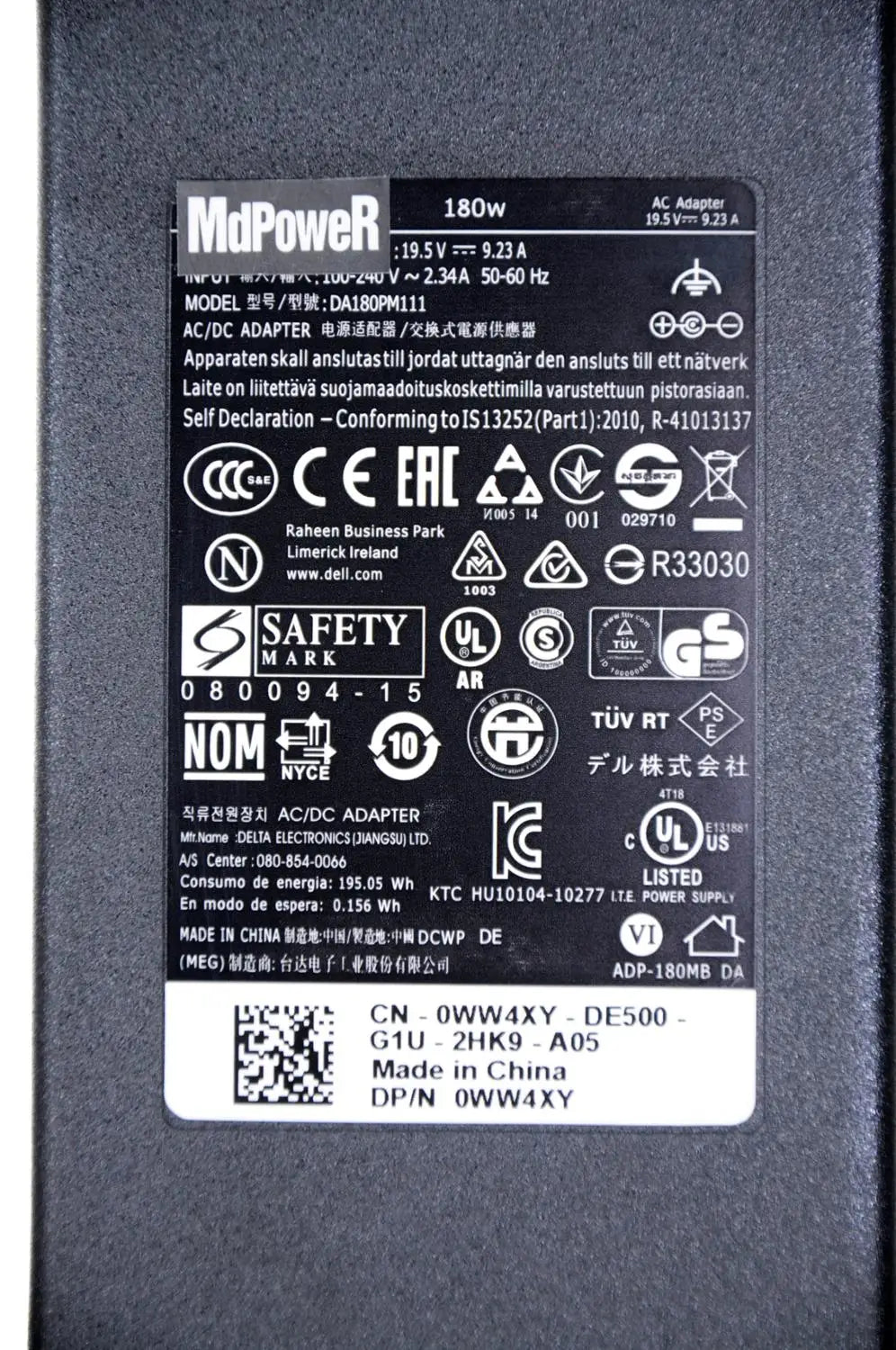 Original 180W 19.5V 9.23A 7.4*5.0mm Laptop AC Adapter for Dell Precision M4600 M4700 M4800 Alienware 13 R3 G3 Charger DA180PM111