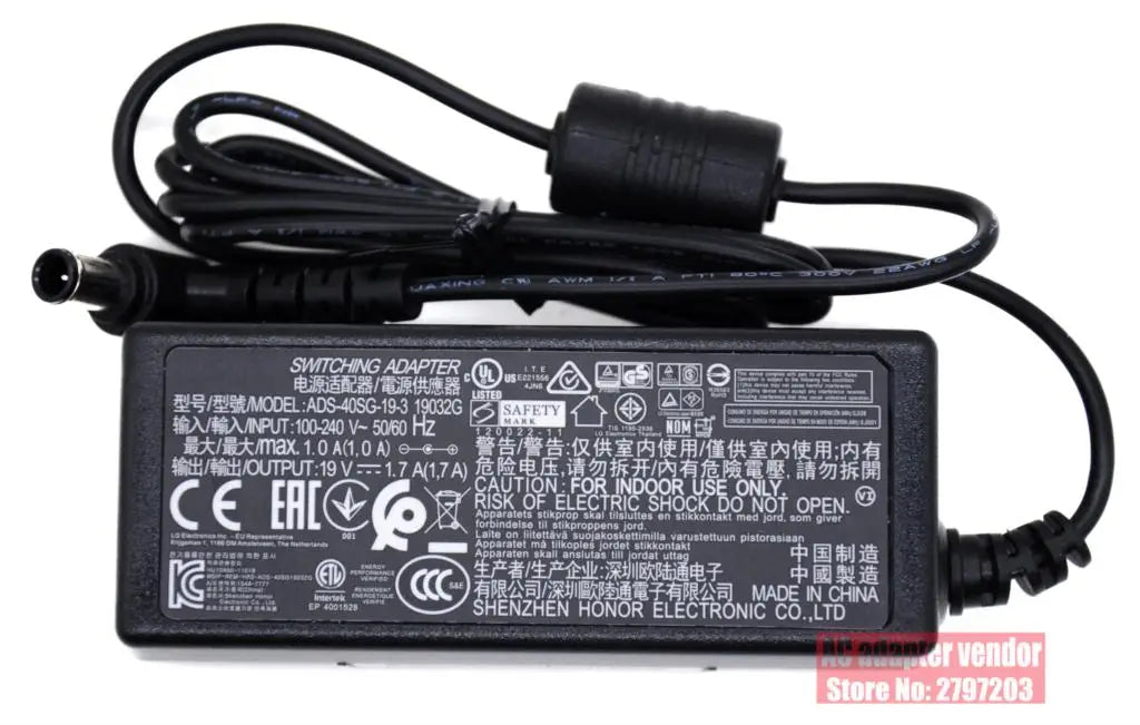 new Original FOR LG 19V 1.7A ADS-40SG-19-3 19032G AC adapter Power supply Charger cord