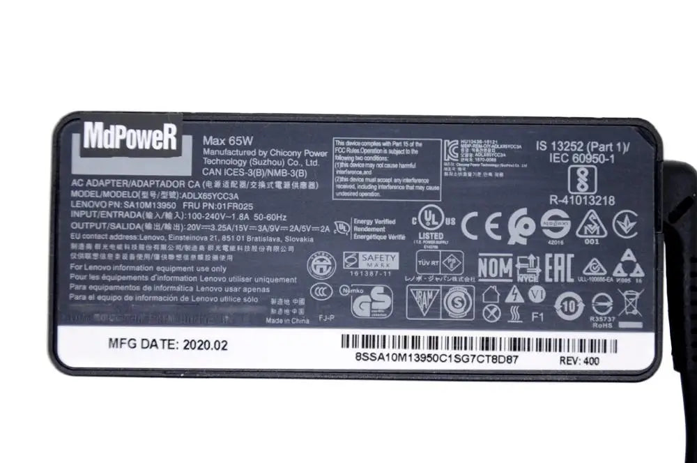 Original 65W 20V 3.25A Type C AC Adapter Laptop Charger for Lenovo ThinkPad 25 S1 2018 X380 yoga s2 2017/2018 X280 L380