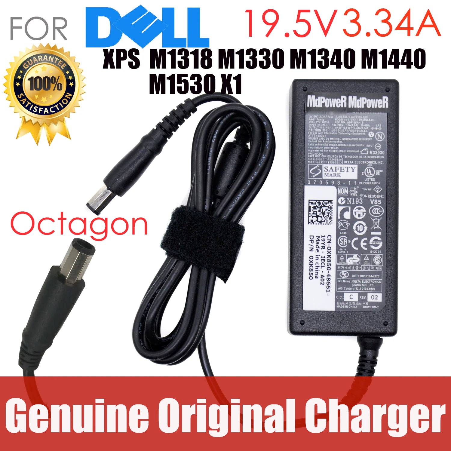 Original 19.5V 3.34A Laptop AC Adapter for Dell XPS 1330 1340 1440 M1318 M1330 M1340 M1440 M1530 X1 charger