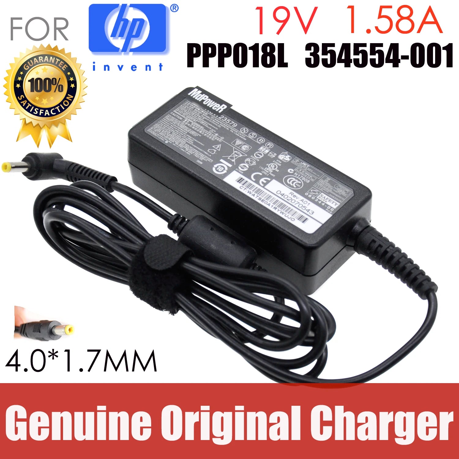 Original 19V 1.58A 30W 4.0x1.7mm AC adapter laptop charger For HP Mini 110 210 700 730 1000 1033 PPP018H 493092-003 496813-001