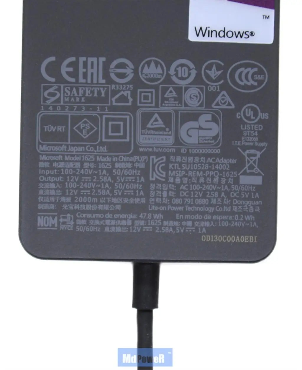 12V 2.58A 36W battery charger for Microsoft Surface Pro 3 Pro 4 core i5 i7 1631 1724 1625
