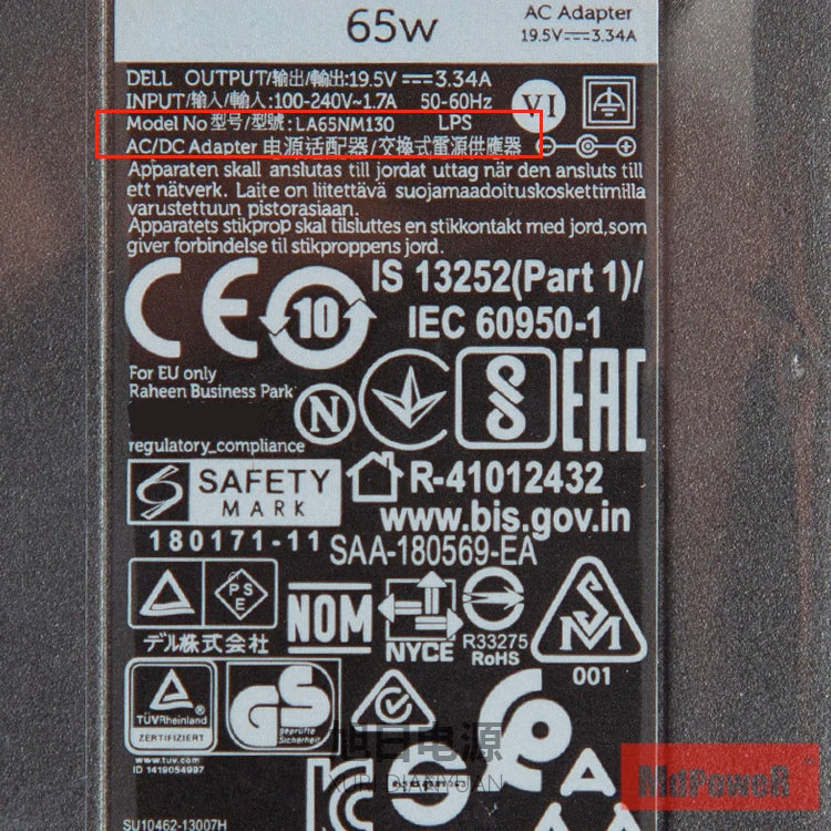 Original 19.5V 3.34A 65W AC Adapter Charger for Dell Latitude 15-3000 3550 3560 LA65NM130 E5250 E5450 E5440 DA65NM130 7.4*5.0MM