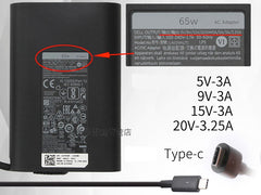 New Original 65w type-C PD USB AC adapter For Dell Latitude 5290 5290 7285 7389 7390 Thunderbolt3 20V 3.25A Charger Power Supply