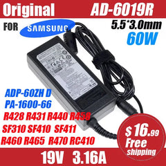 Original AD-6019R 60W 19V 3.16A AC Adapter Charger Power Supply For Samsung NP305E5AI R423 RV411 RF411 PA-1600-66 PCGAD-6019