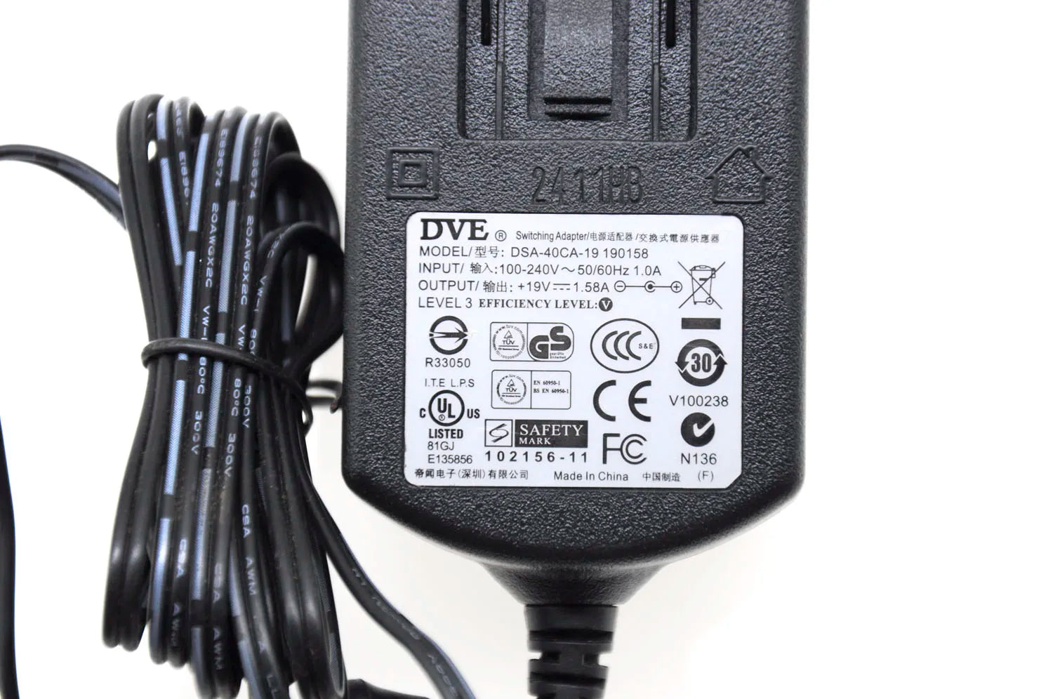 Original DVE 19V 1.58A FOR viewsonic LCD monitor AC adapter Power supply 19030E VS14886 VX2770S VX2253MH VS14880  ADS-40SG-19-3