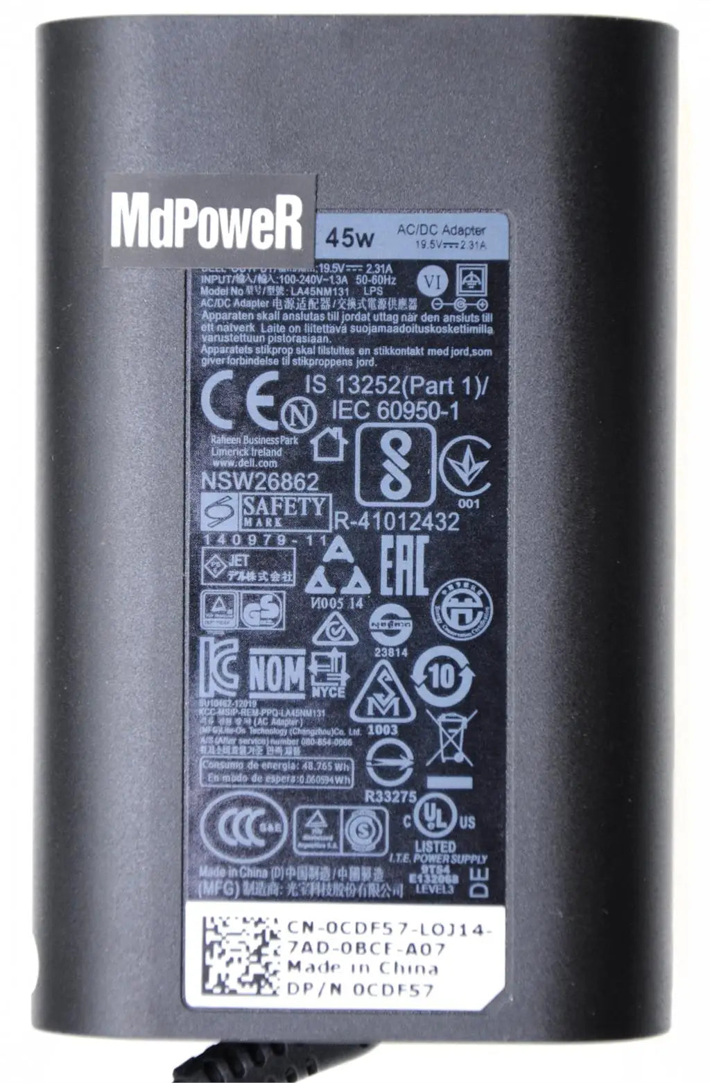 Original 19.5V 2.31A Laptop AC Adapter for Dell XPS13 9350 9360 9343 9350 9360 9365 7437 LA45NM140 HA45NM140  4.5*3.0 charger