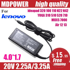 20V 2.25A/3.25A 4.0*1.7MM AC Adapter Charger For Lenovo YOGA 310 510 520 710 MIIX5 7000 Air 12 13 ideapad 320 100 110 N22 N42