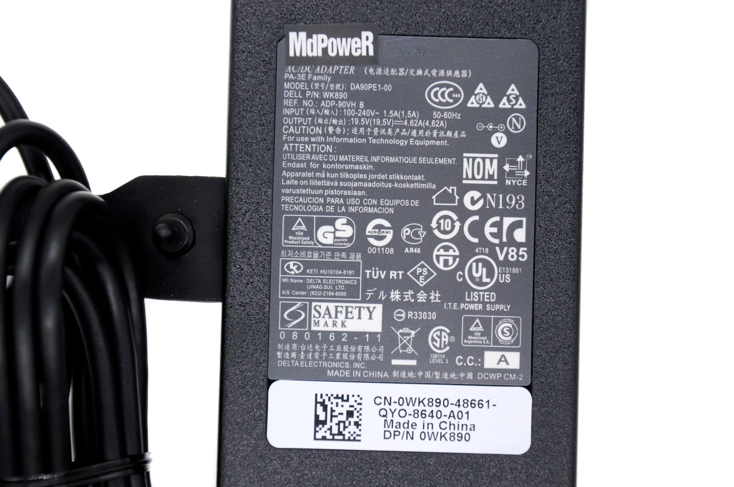 Original 19.5V 4.62A 90W For DELL 3521 3750 5421 5423 5437 5537 7420 7447 0W6KV 14R 14z 15H laptop supply AC adapter charger\