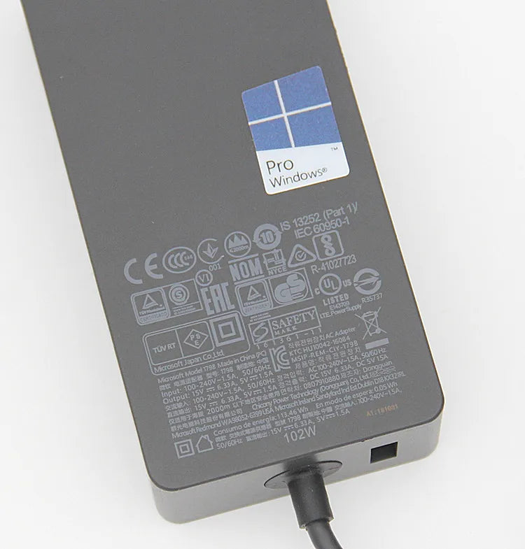15V 6.33A 102W  Charger For Microsoft Surface Laptop Surface Book 2 Surface Go Surface Pro 6 7 Pro 5 Pro 4 Pro 3 with 5V 1.5A