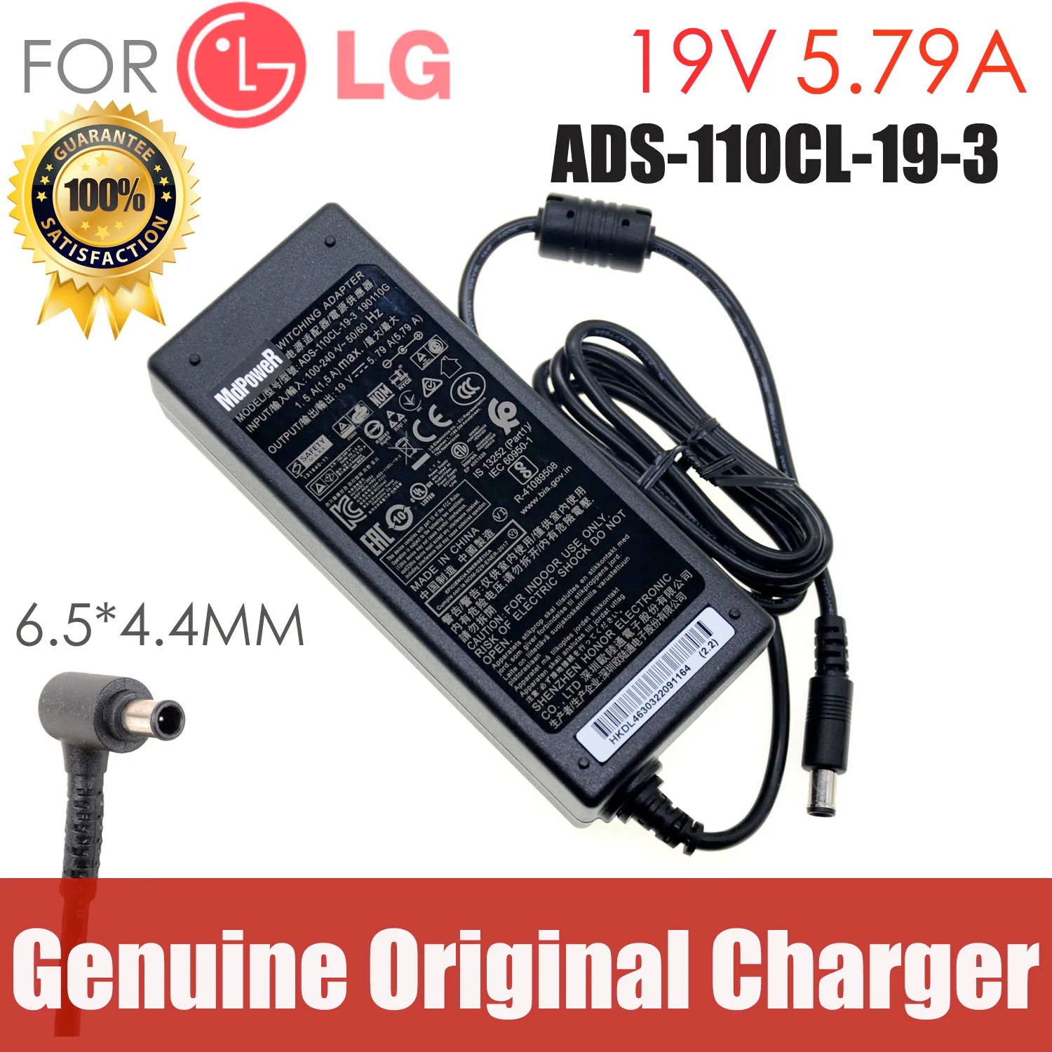 new Original FOR LG 19V 5.79A 34UC98 ADS-110CL-19-3 190110G AC adapter Power supply Charger cord