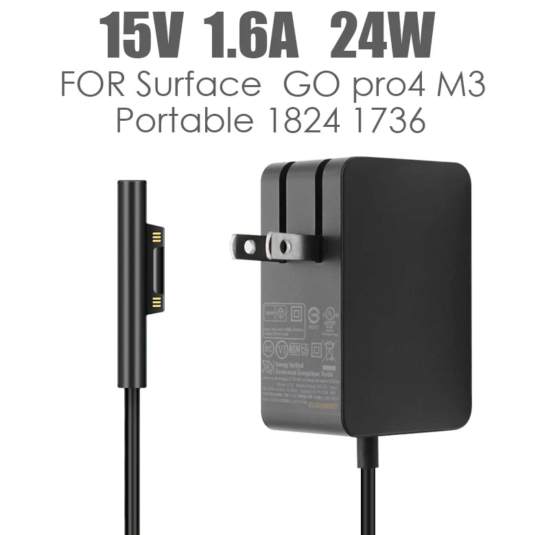 15V 1.6A 24W Charger for Microsoft Surface GO pro4 M3 Portable 1824 1736 Power AC Adapter supply