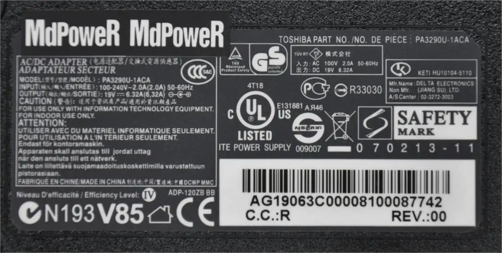 Original For TOSHIBA 19V 6.32A 120W PA3290E-1ACA ADP-120ZB BB laptop power AC adapter charger Satellite S75D S75T S870 S870D