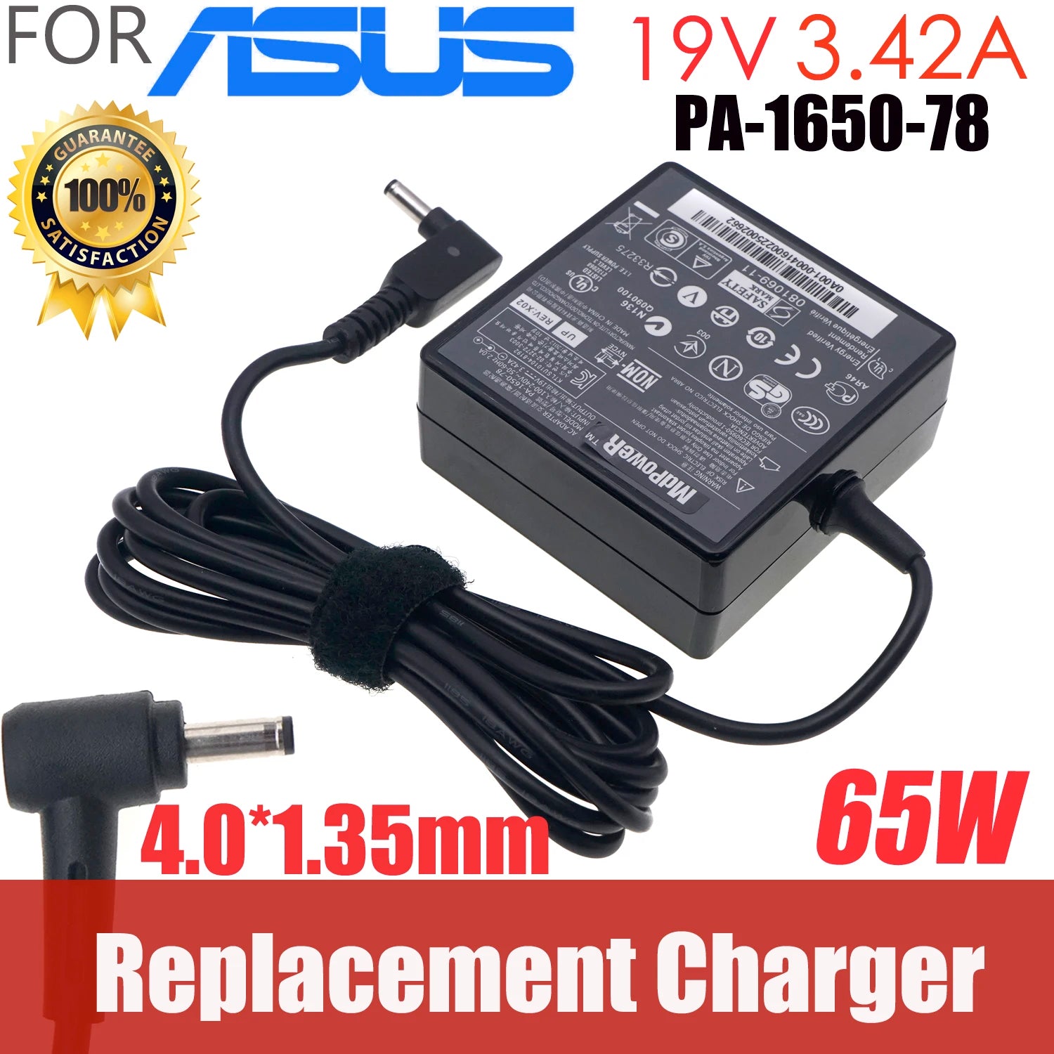 19V 3.42A 65W 0A001-00897600 AD2087520 4.0mm*1.35mm AC Adapter Charger For ASUS ZenBook 14 UM433IQ-DS71 Notebook OEM
