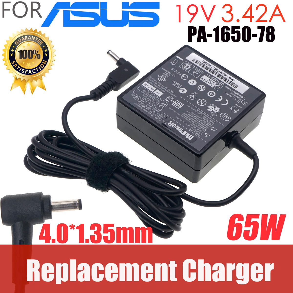 19V 3.42A 65W 0A001-00897600 AD2087520 4.0mm*1.35mm AC Adapter Charger For ASUS ZenBook 14 UM433IQ-DS71 Notebook OEM